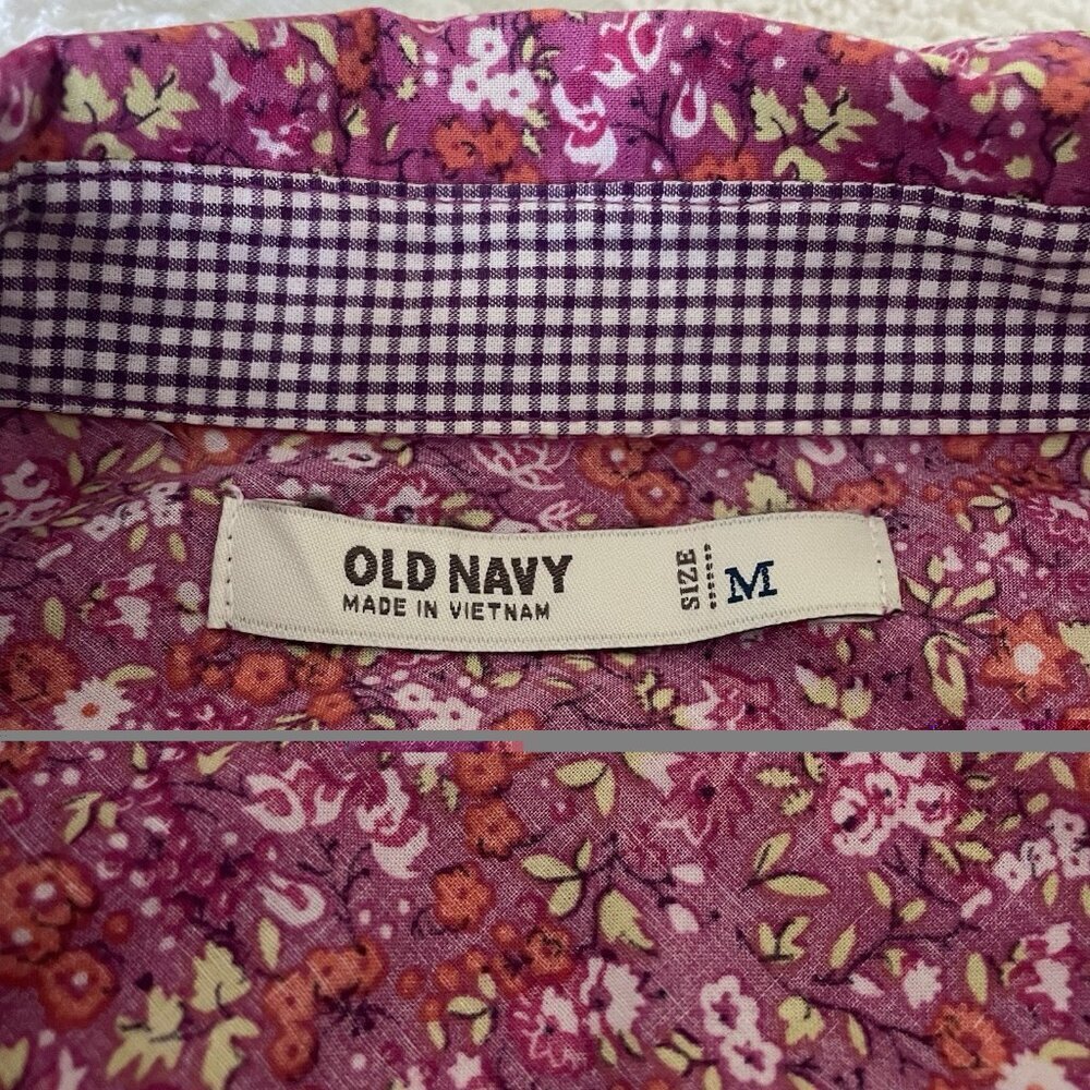 Old Navy Floral Long Sleeve Top With Pearl Snap Button Women's Size Medium - Picture 4 of 10